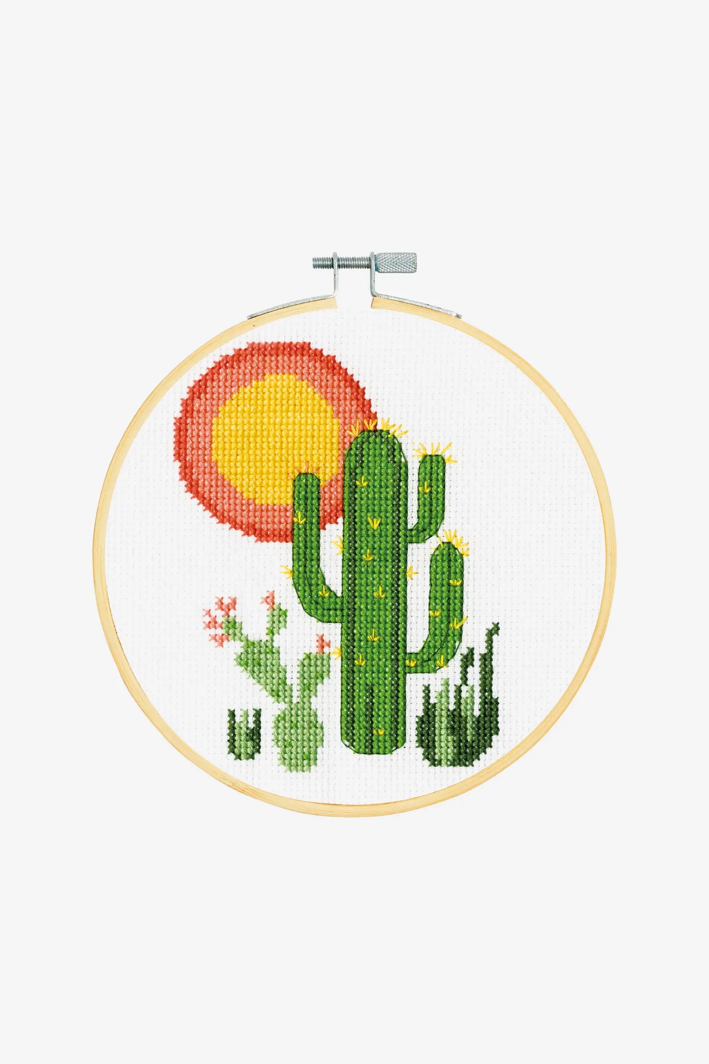 Cactus - DMC Beginner Cross Stitch Kit, different perspective #2, zoomed in. Select this picture to zoom back out.