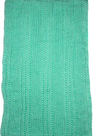 Acrylic Knit Wave Pattern Infinity Scarf - Mint Teal Green