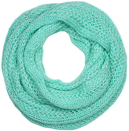 Acrylic Knit Wave Pattern Infinity Scarf - Mint Teal Green