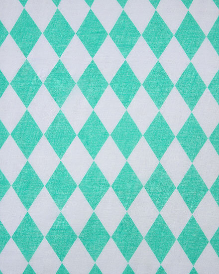 Mint Green Polyester Infinity Scarf With Block Check Pattern