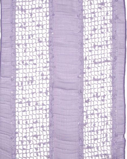 Lavender Polyester Net Solid Pompom Oblong Scarf