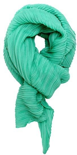 Mint Green Polyester Solid Color Accordion Scarf