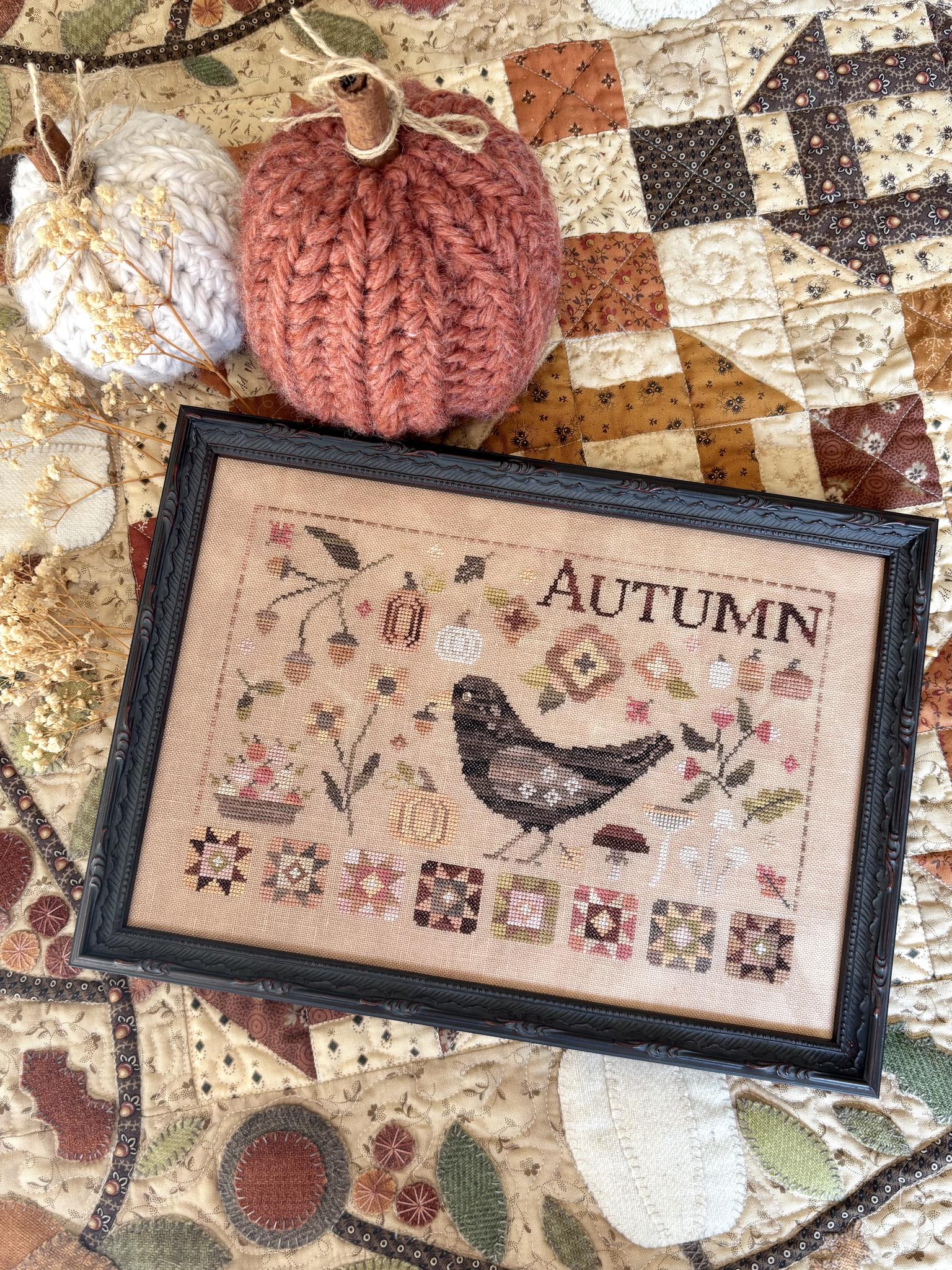 Autumn Blackbird - Cross Stitch Pattern, zoomed in. Select this picture to zoom back out.