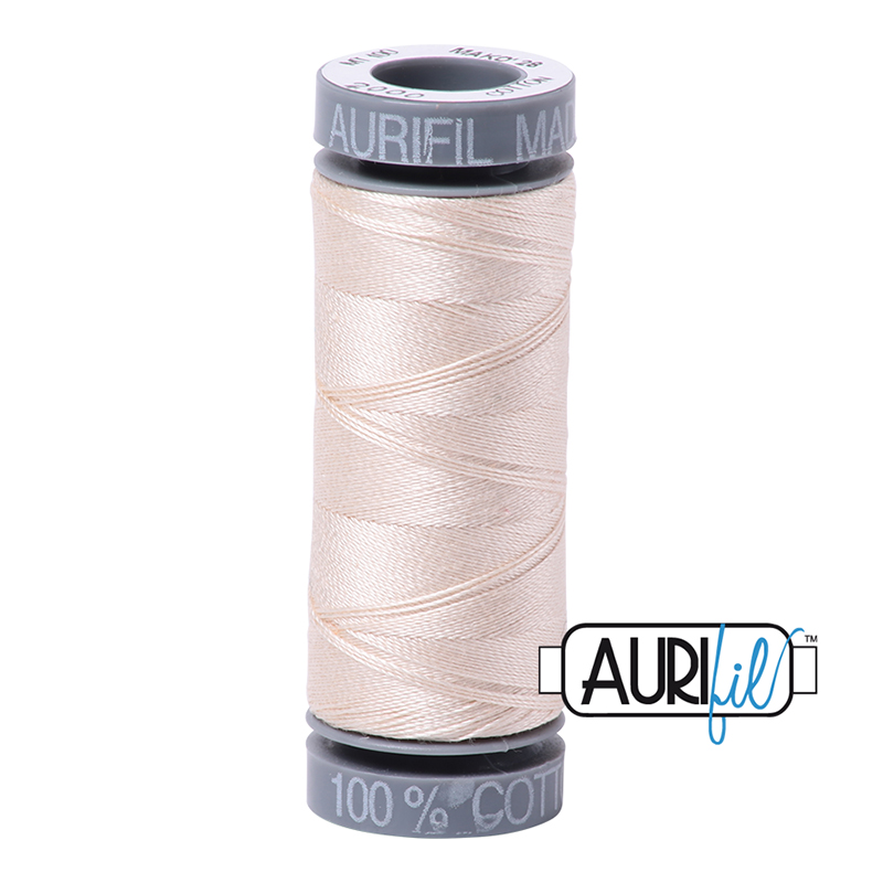 Aurifil 28wt Thread #2000 - 109 yards, zoomed in. Select this picture to zoom back out.
