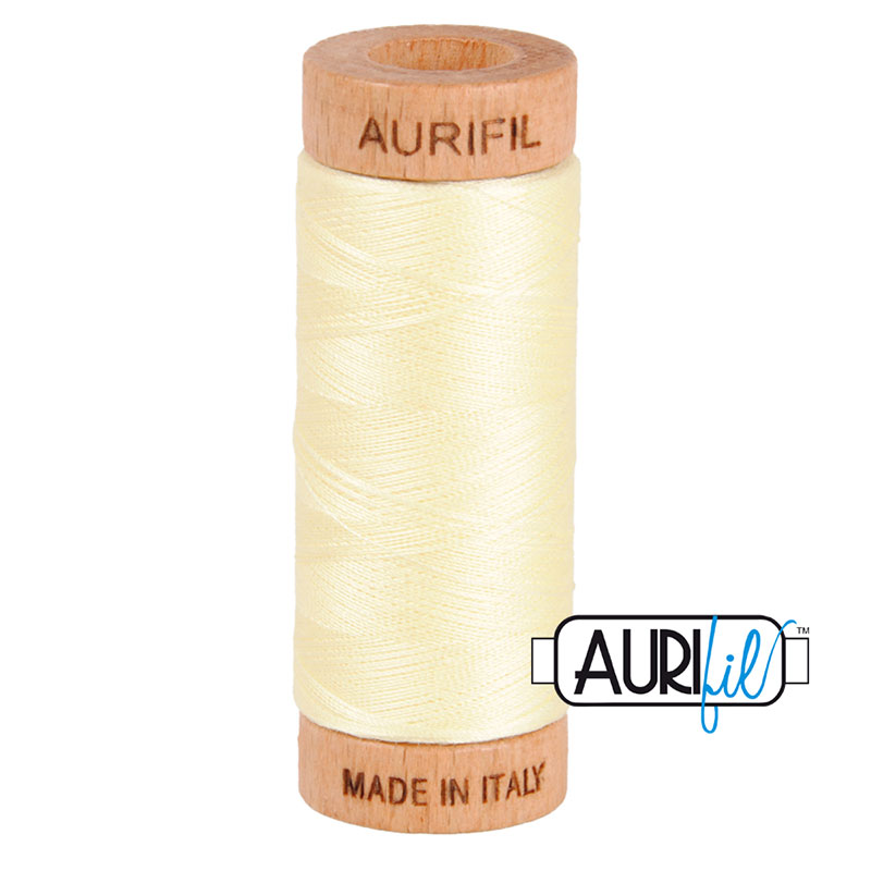 Aurifil 80wt Thread #2110 - 300 yards, zoomed in. Select this picture to zoom back out.