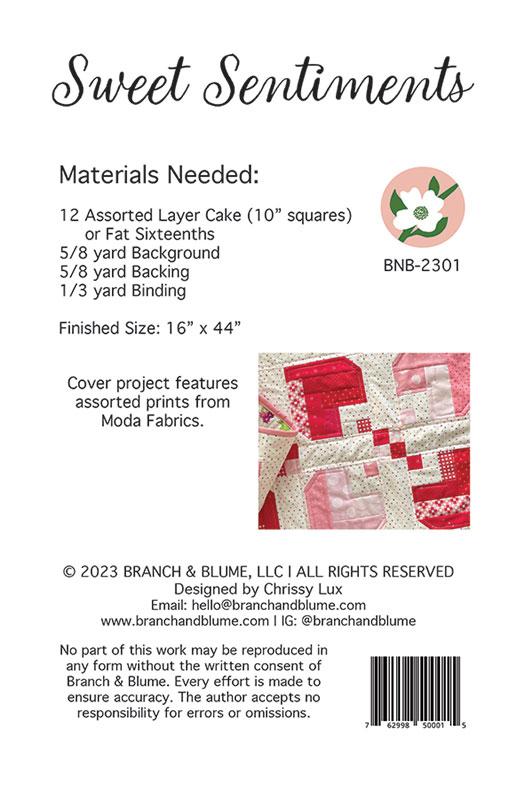 Sweet Sentiments Table Runner - Quilt Pattern