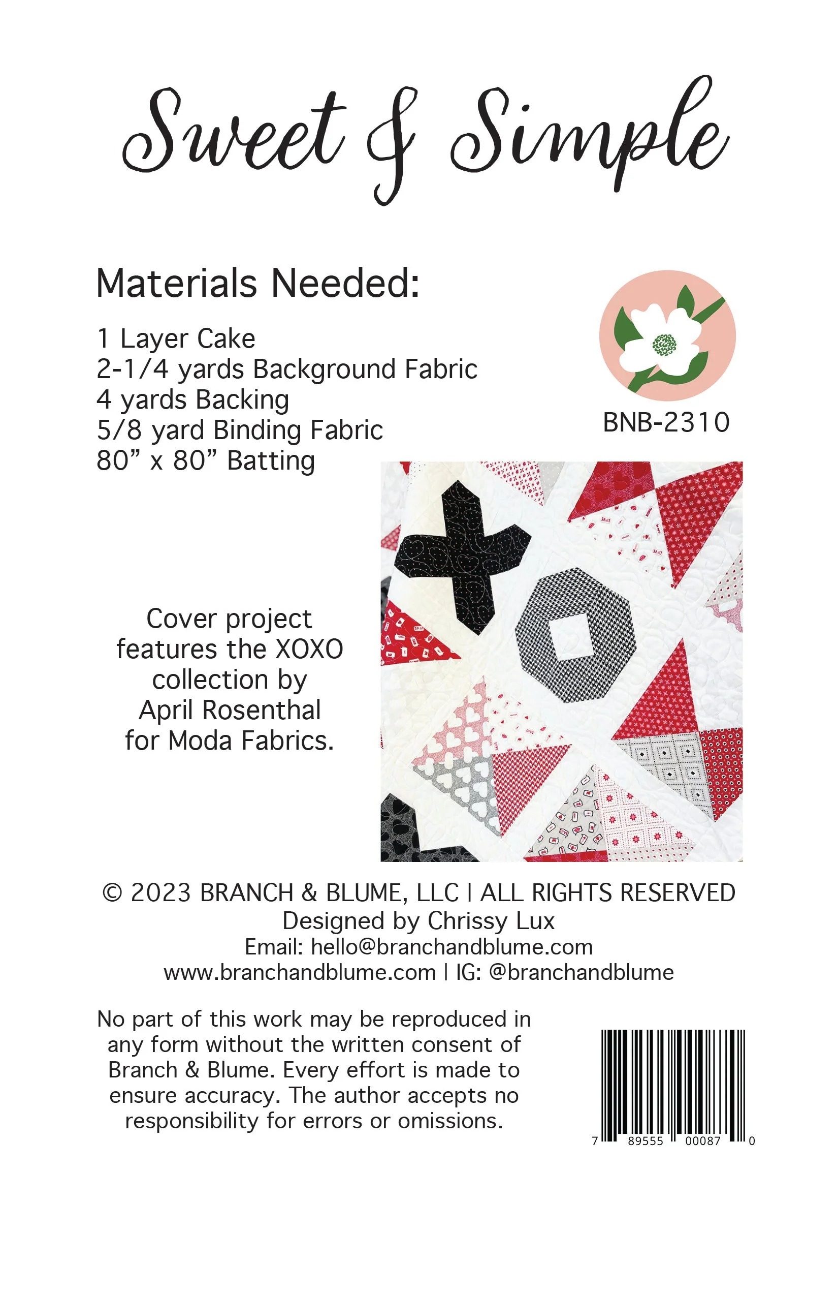 Sweet & Simple - Quilt Pattern