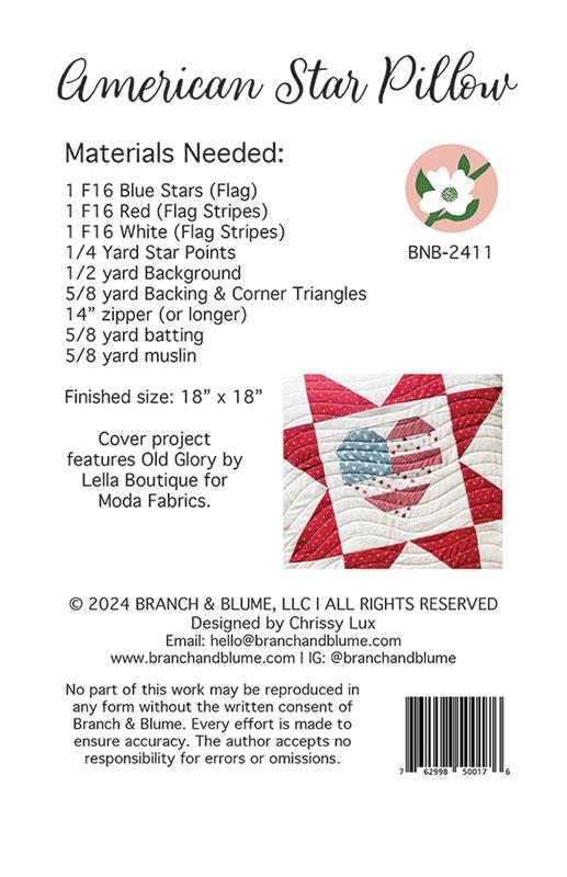American Star Pillow - Sewing Pattern