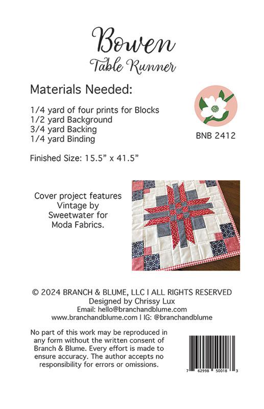 Bowen Table Runner - Sewing Pattern