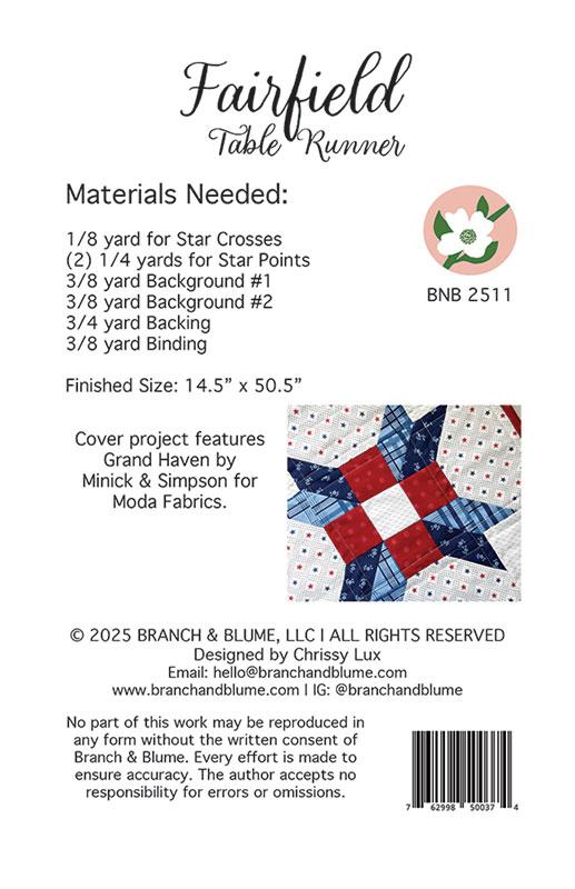 Fairfield Table Runner - Quilt Pattern