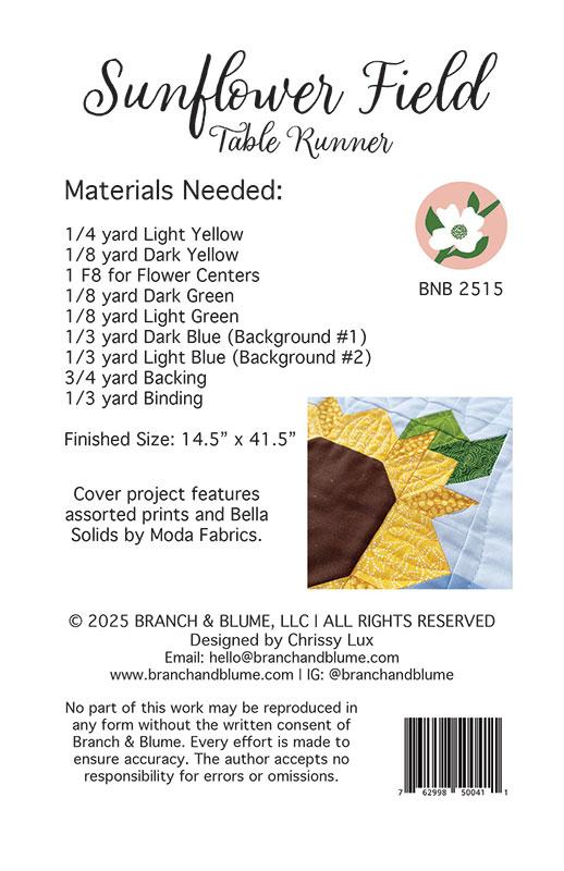 Sunflower Field Table Runner - Quilt Pattern