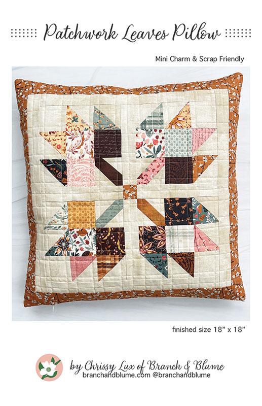 Patchwork Leaves Pillow - Quilt Pattern, zoomed in. Select this picture to zoom back out.