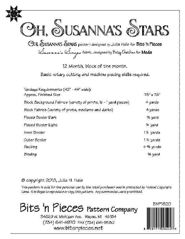 Oh Susannas Stars - Quilt Pattern
