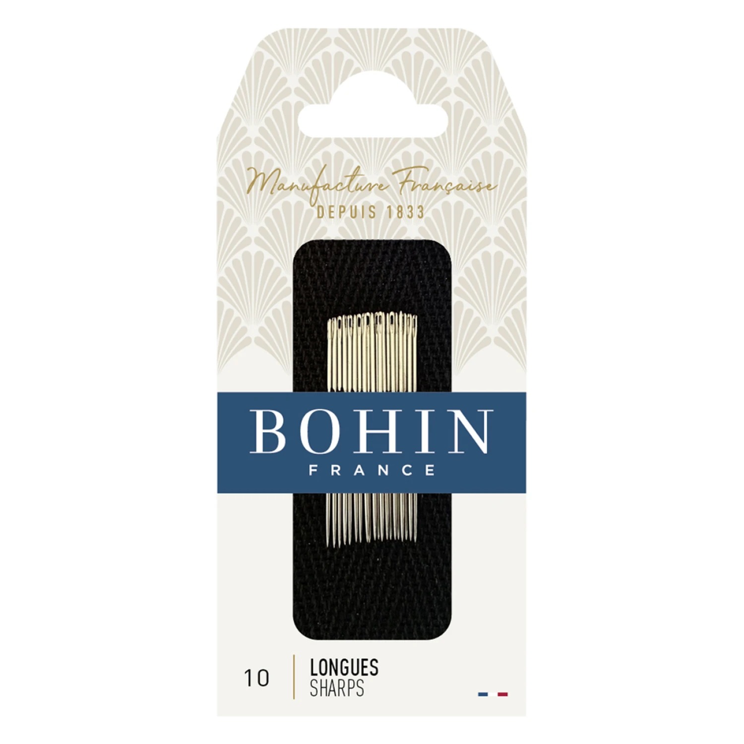 Bohin Ordinary Sewing Needles Size 10, zoomed in. Select this picture to zoom back out.