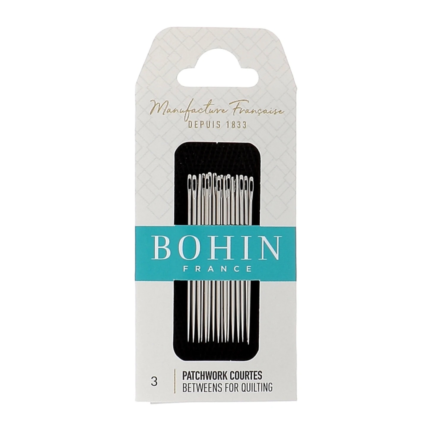 Bohin Between Needles No. 3 - Size A17/16, zoomed in. Select this picture to zoom back out.