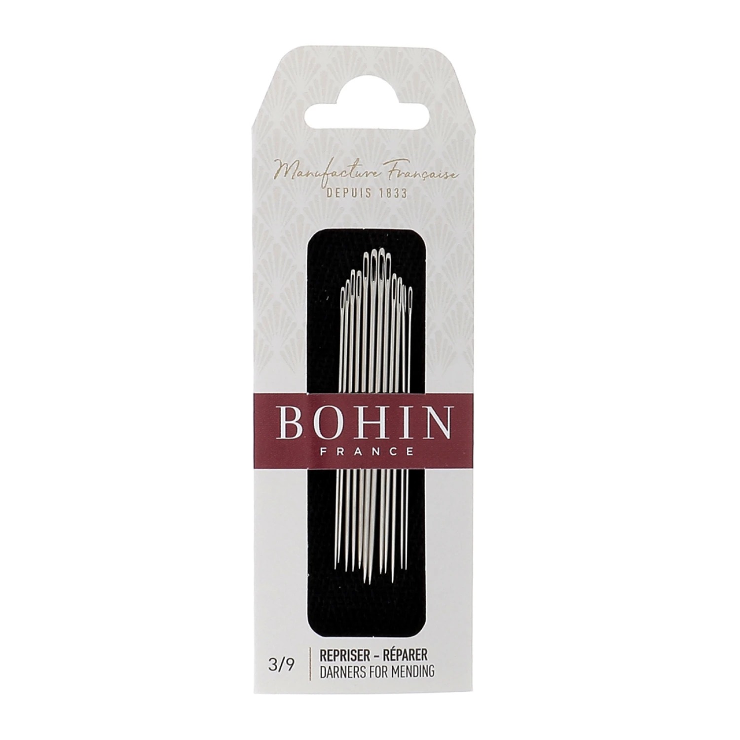 Bohin Short Darners Needles - Size 9/3, zoomed in. Select this picture to zoom back out.