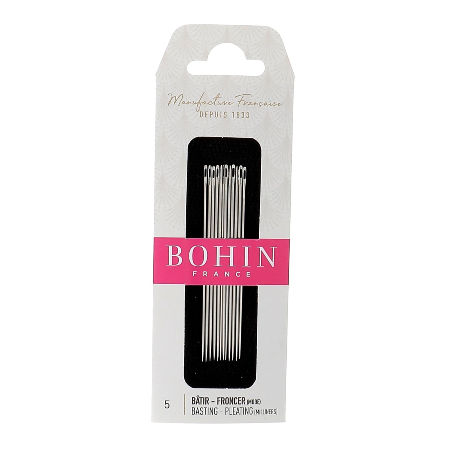 Bohin Milliners Needles - Size 5, zoomed in. Select this picture to zoom back out.