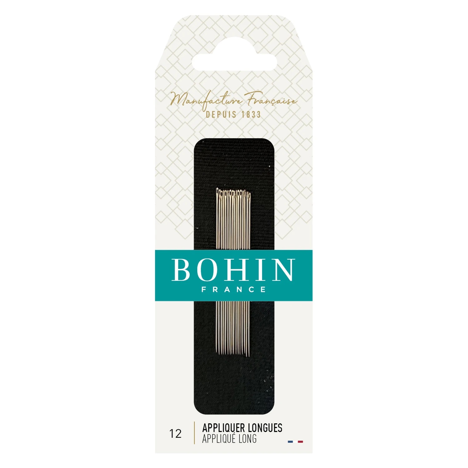 Bohin Applique Long Beading Needles - Size 12, zoomed in. Select this picture to zoom back out.
