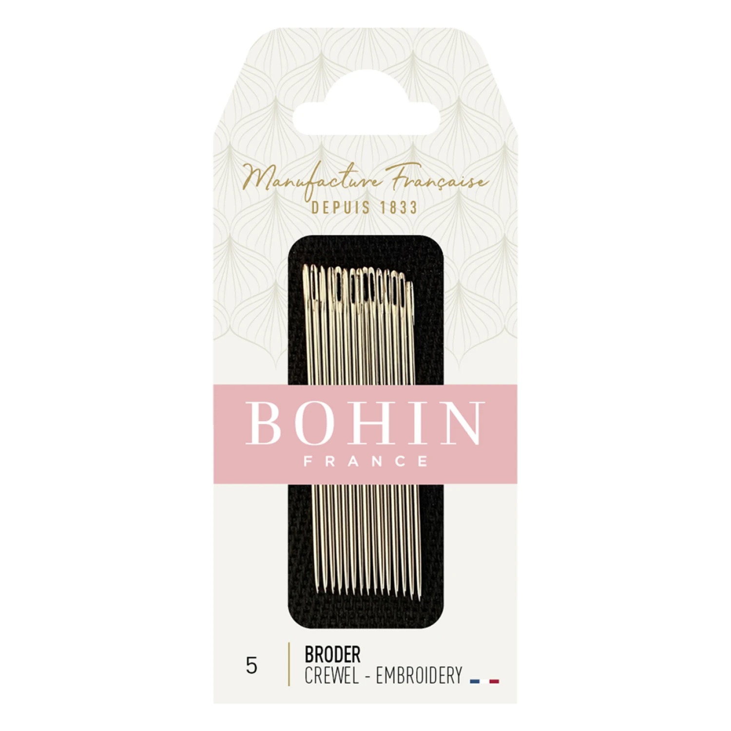 Bohin Embroidery Needles - Size 5, zoomed in. Select this picture to zoom back out.
