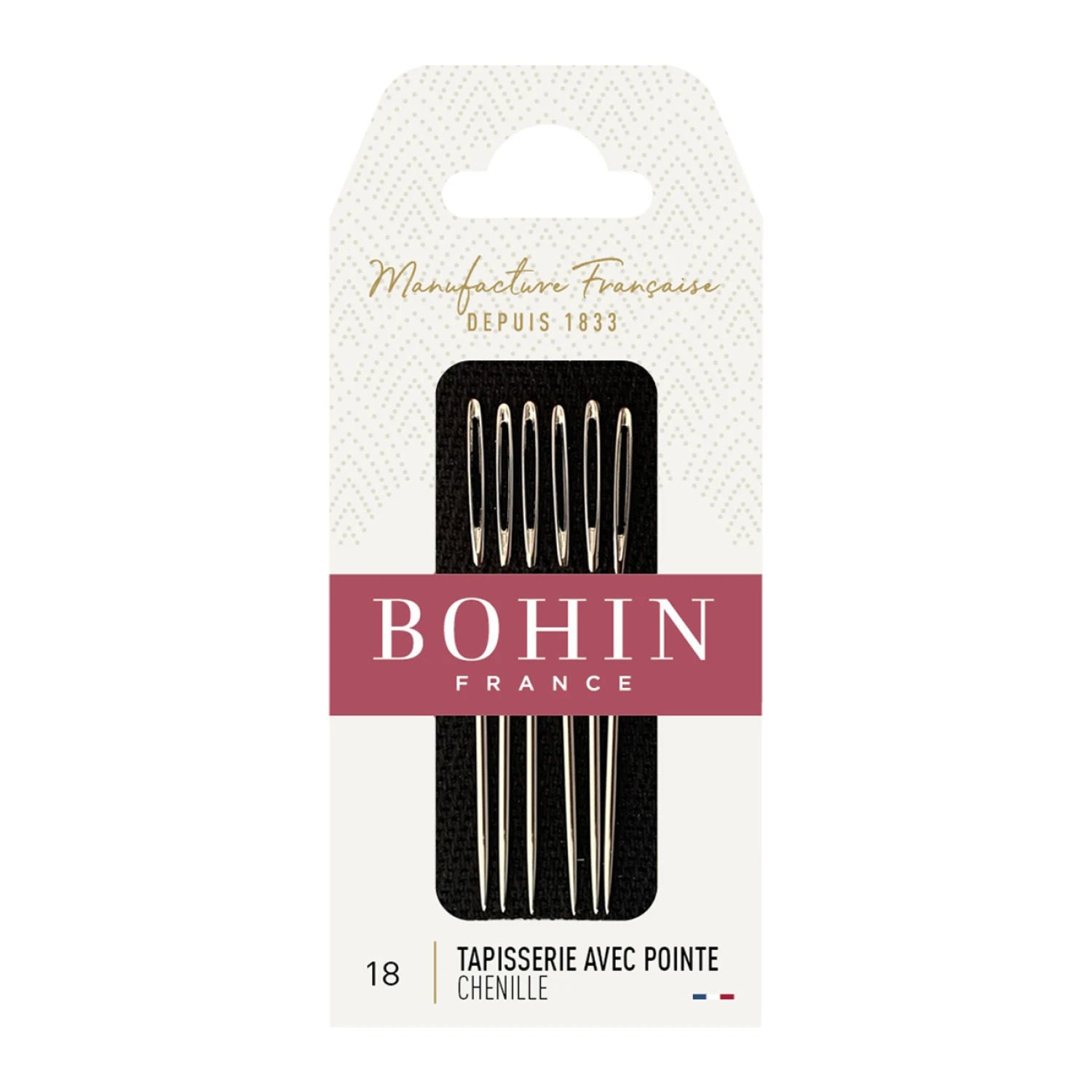 Bohin Embroidery Big Eye Needles - Size 18, zoomed in. Select this picture to zoom back out.