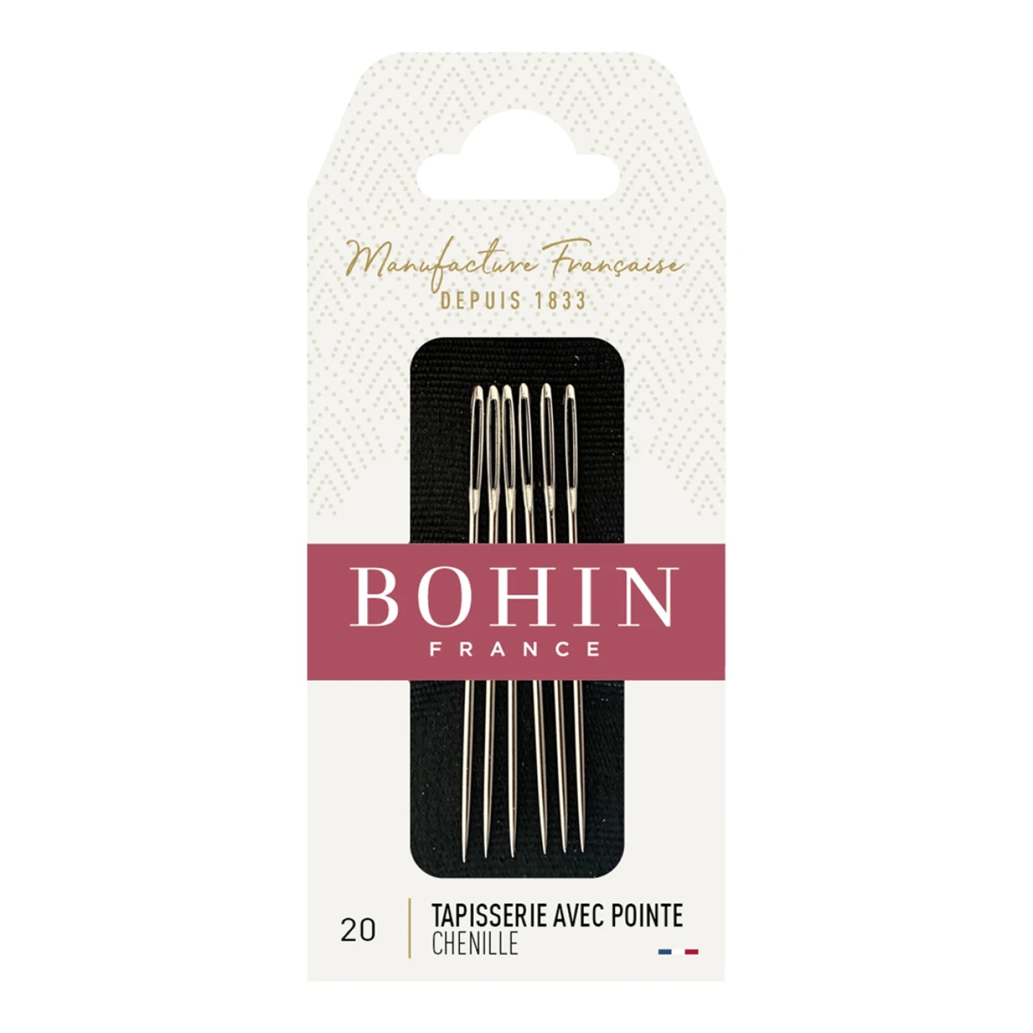 Bohin Embroidery Big Eye Needles - Size 20, zoomed in. Select this picture to zoom back out.