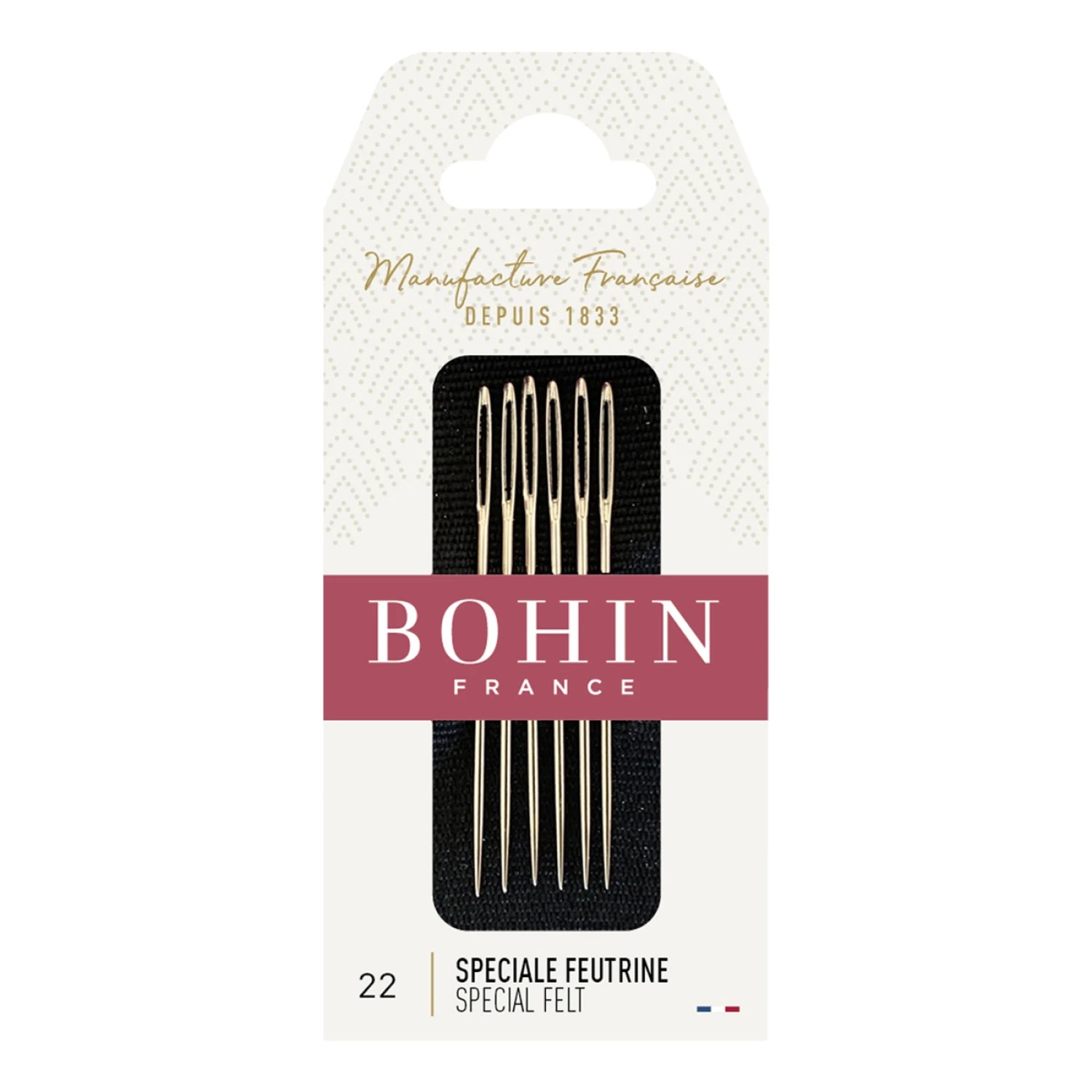 Bohin Chenille Needles for Felt Work - Size 22, zoomed in. Select this picture to zoom back out.