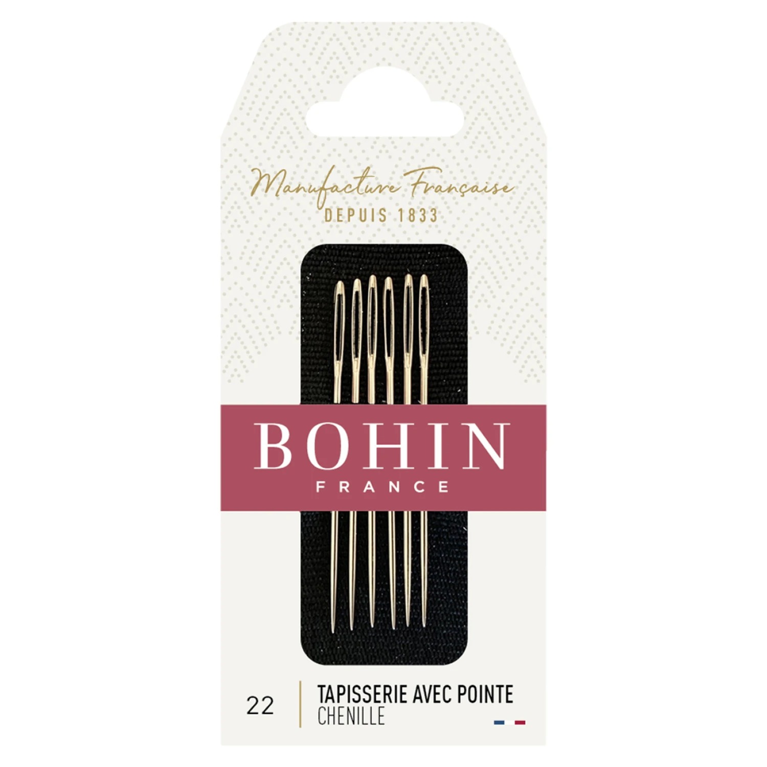 Bohin Embroidery Big Eye Needles - Size 22, zoomed in. Select this picture to zoom back out.