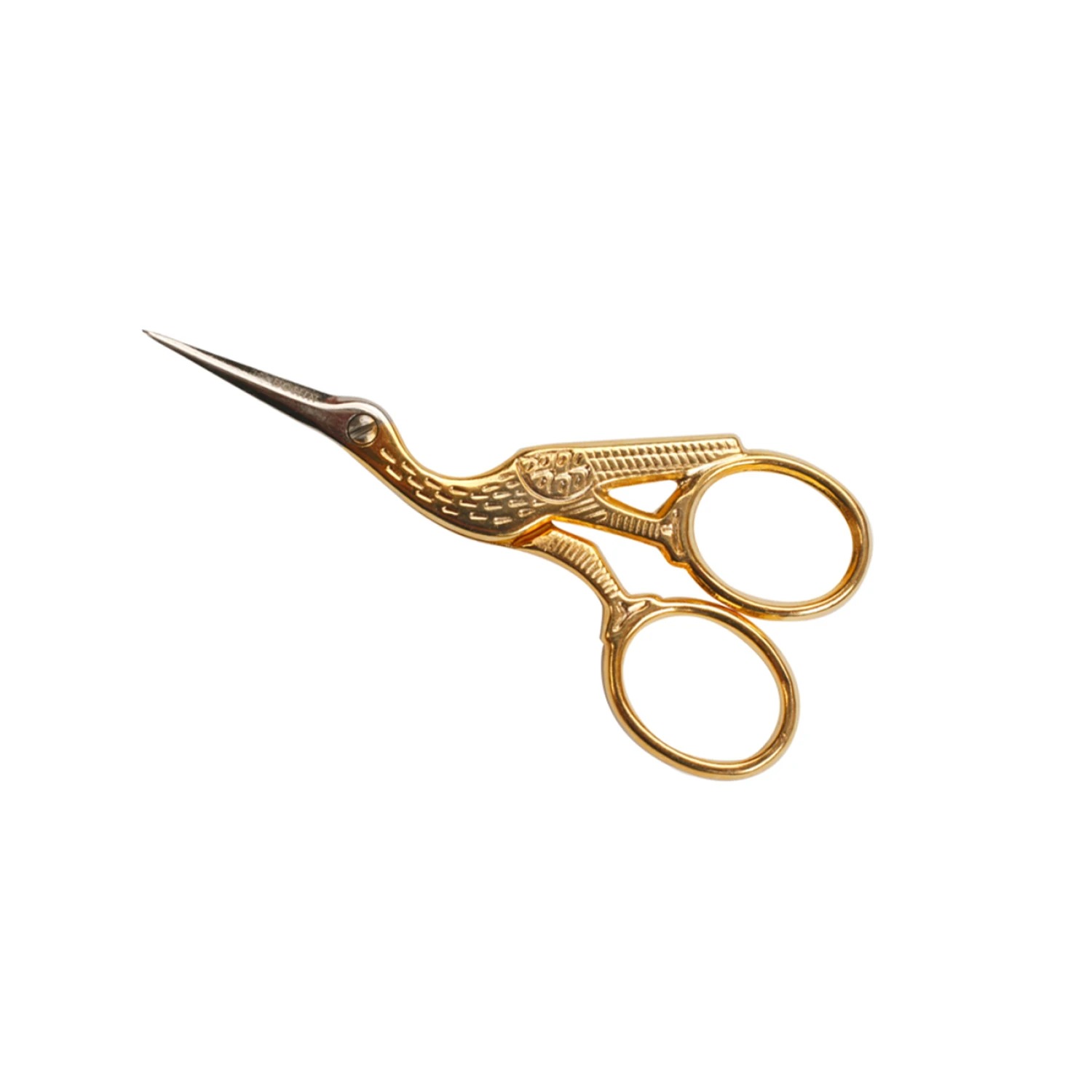 Bohin Gilded Stork Scissor 4", zoomed in. Select this picture to zoom back out.