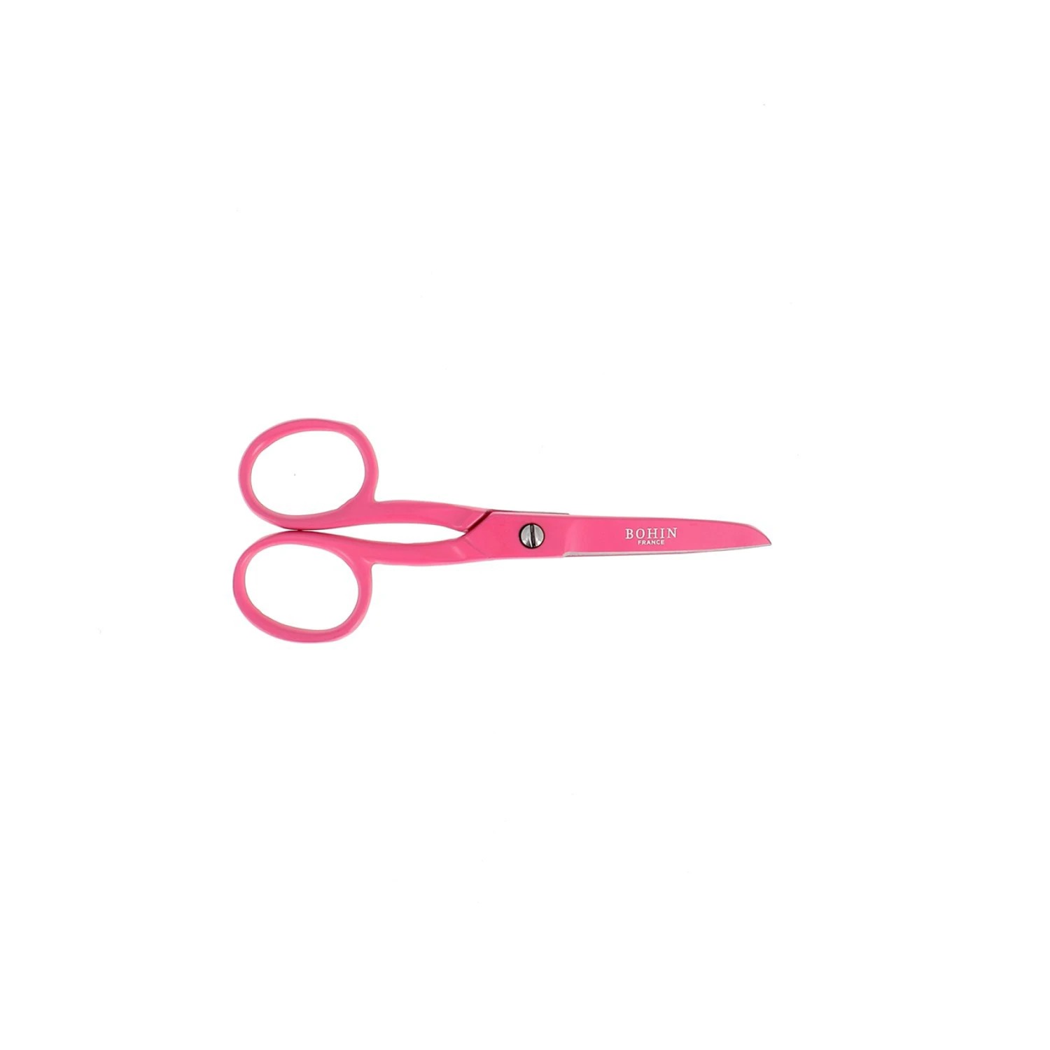 Bohin Flat Blade Scissors - 4.5" Fuchsia , zoomed in. Select this picture to zoom back out.