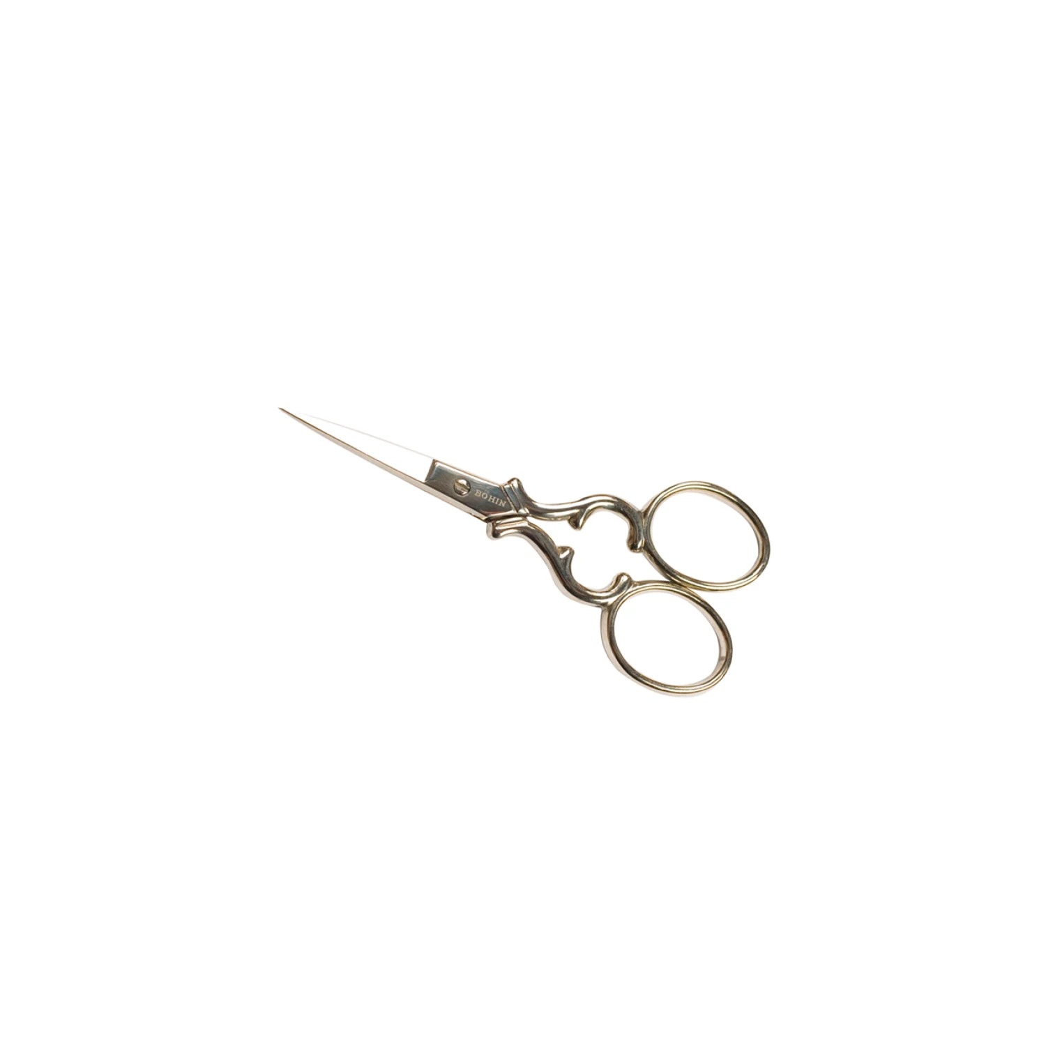 Bohin Heart Embroidery Scissor - 3.5" Chrome, zoomed in. Select this picture to zoom back out.