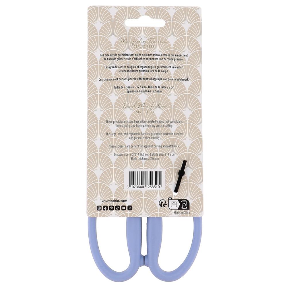 Bohin Serrated Blue Quilting Scissors 6.75"