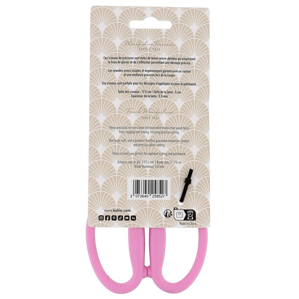 Bohin Serrated Pink Quilting Scissors 6.75"