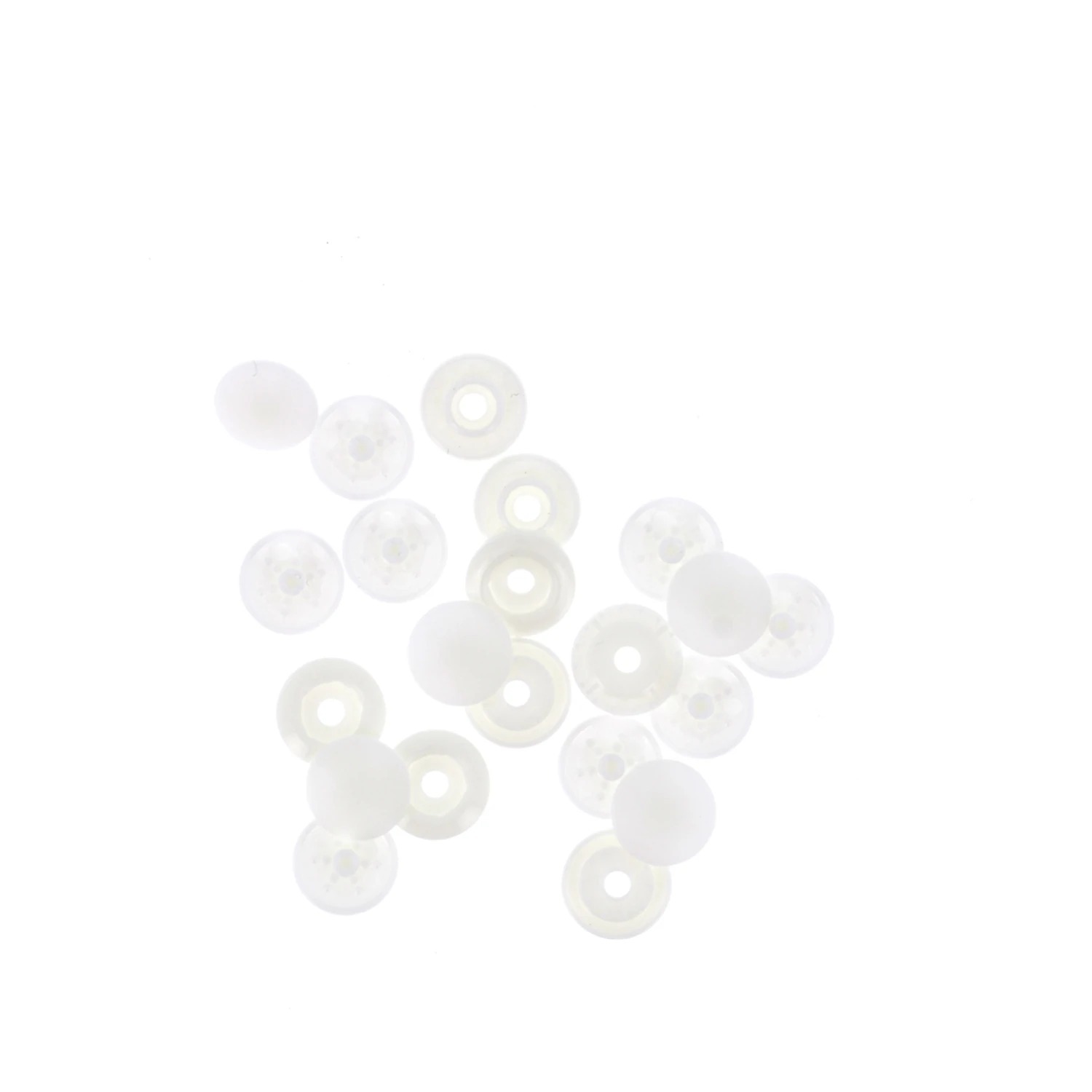 Finger Snap Buttons 9mm - White 8 ct. , zoomed in. Select this picture to zoom back out.