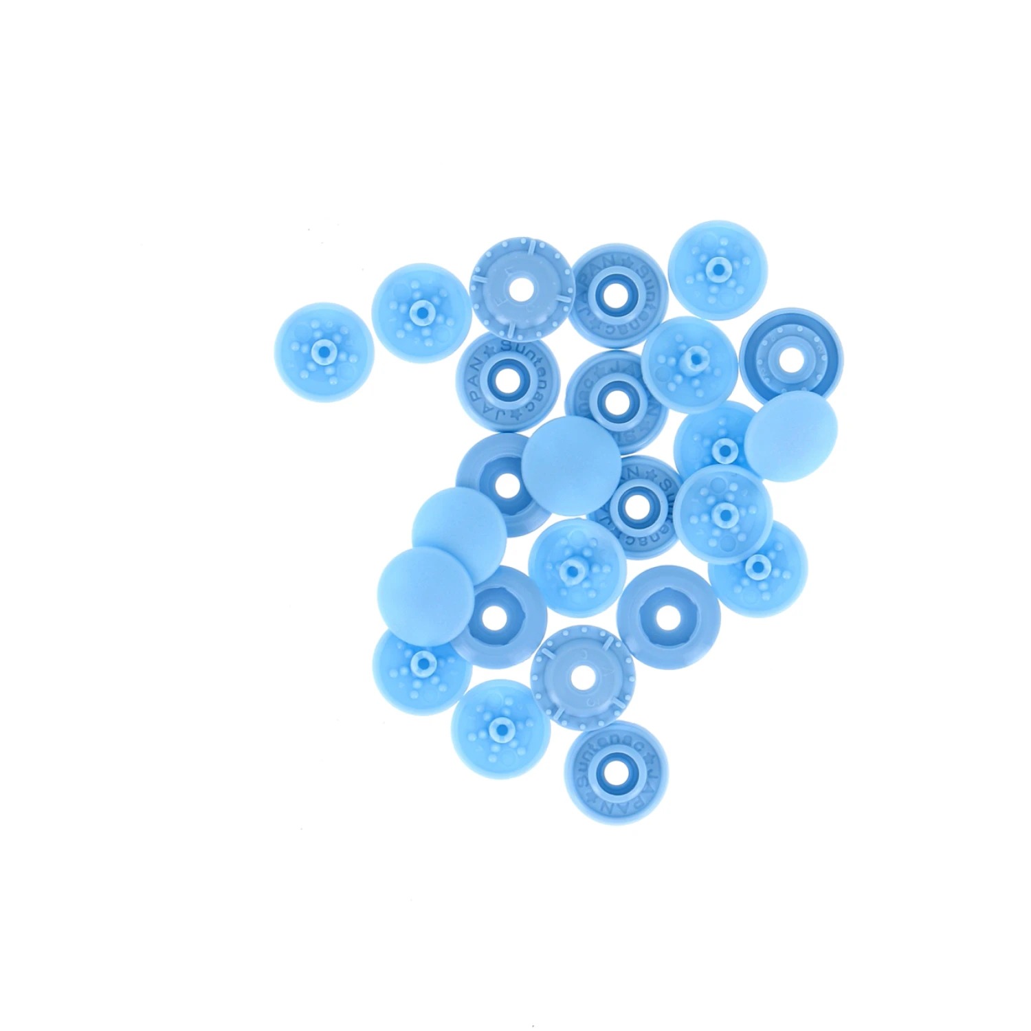 Finger Snap Buttons 9mm - Sky Blue 8 ct. , zoomed in. Select this picture to zoom back out.