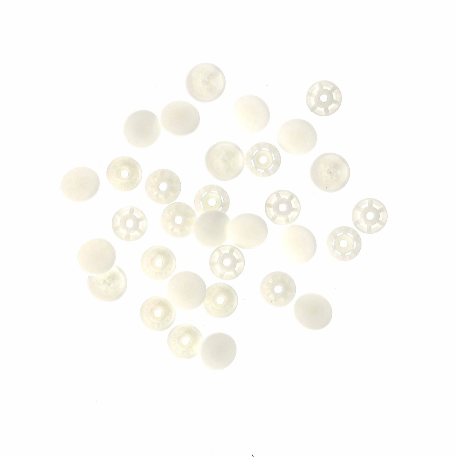 Finger Snap Buttons 13mm - White 8 ct. , zoomed in. Select this picture to zoom back out.