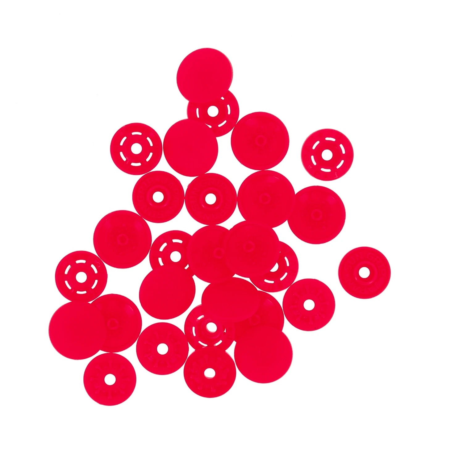 Finger Snap Buttons 13mm - Red 8 ct. , zoomed in. Select this picture to zoom back out.