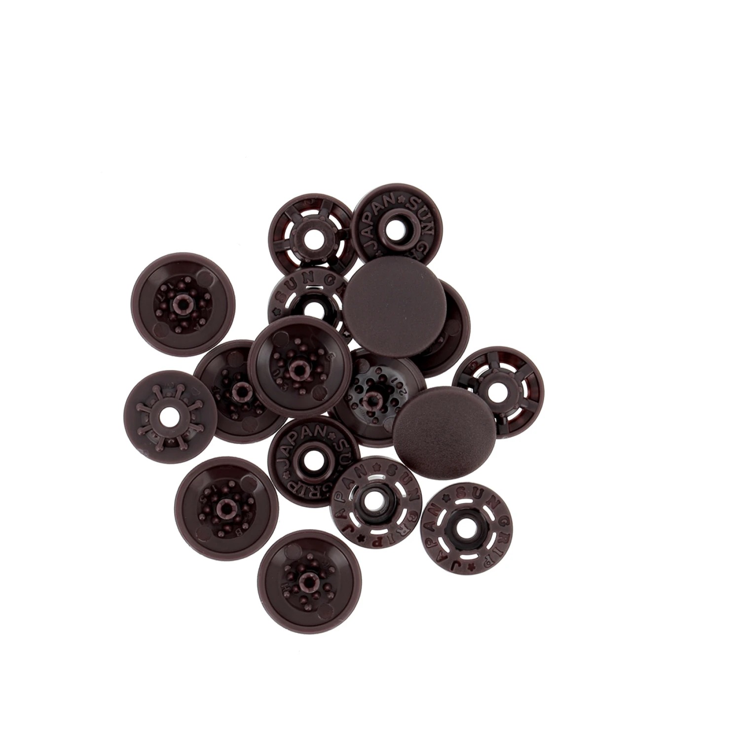 Finger Snap Buttons 13mm - Brown 8 ct. , zoomed in. Select this picture to zoom back out.