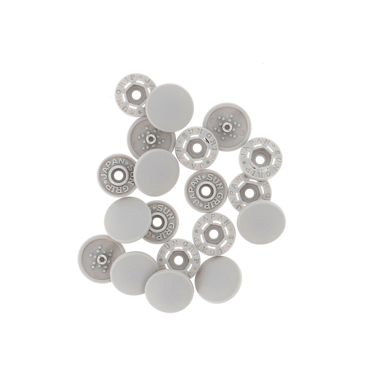 Finger Snap Buttons 13mm - Grey 8 ct. , zoomed in. Select this picture to zoom back out.