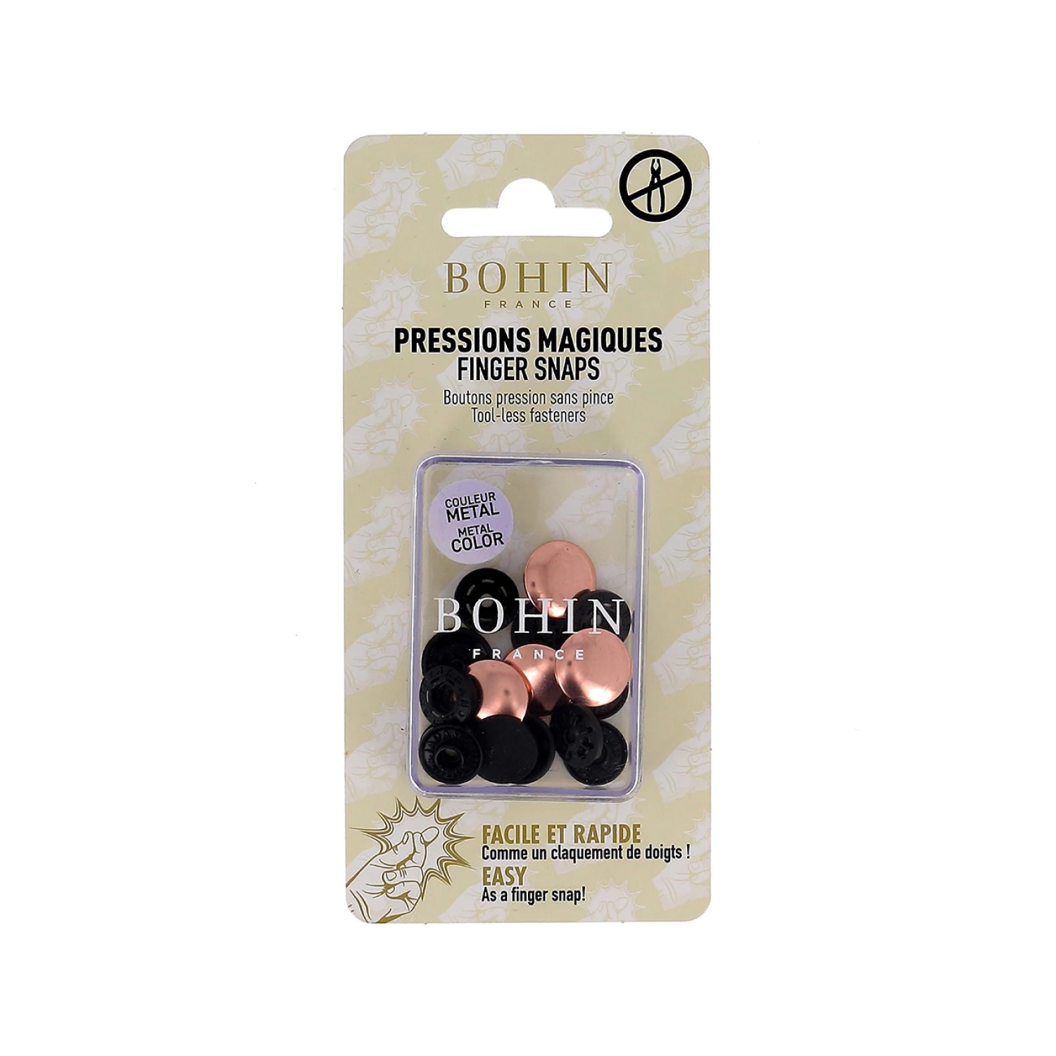 Finger Snap Buttons 1/2" - Pink Gold 4 ct. , different perspective #1, zoomed in. Select this picture to zoom back out.