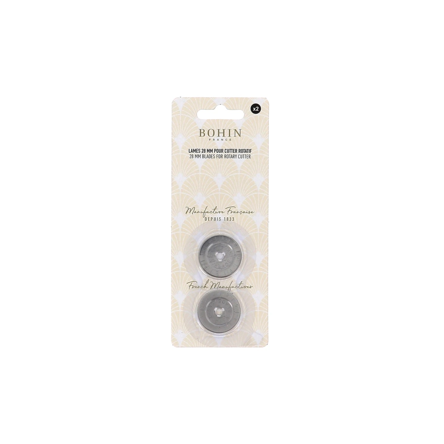 Bohin Rotary Cutter Spare Blades 28mm 2pk, zoomed in. Select this picture to zoom back out.