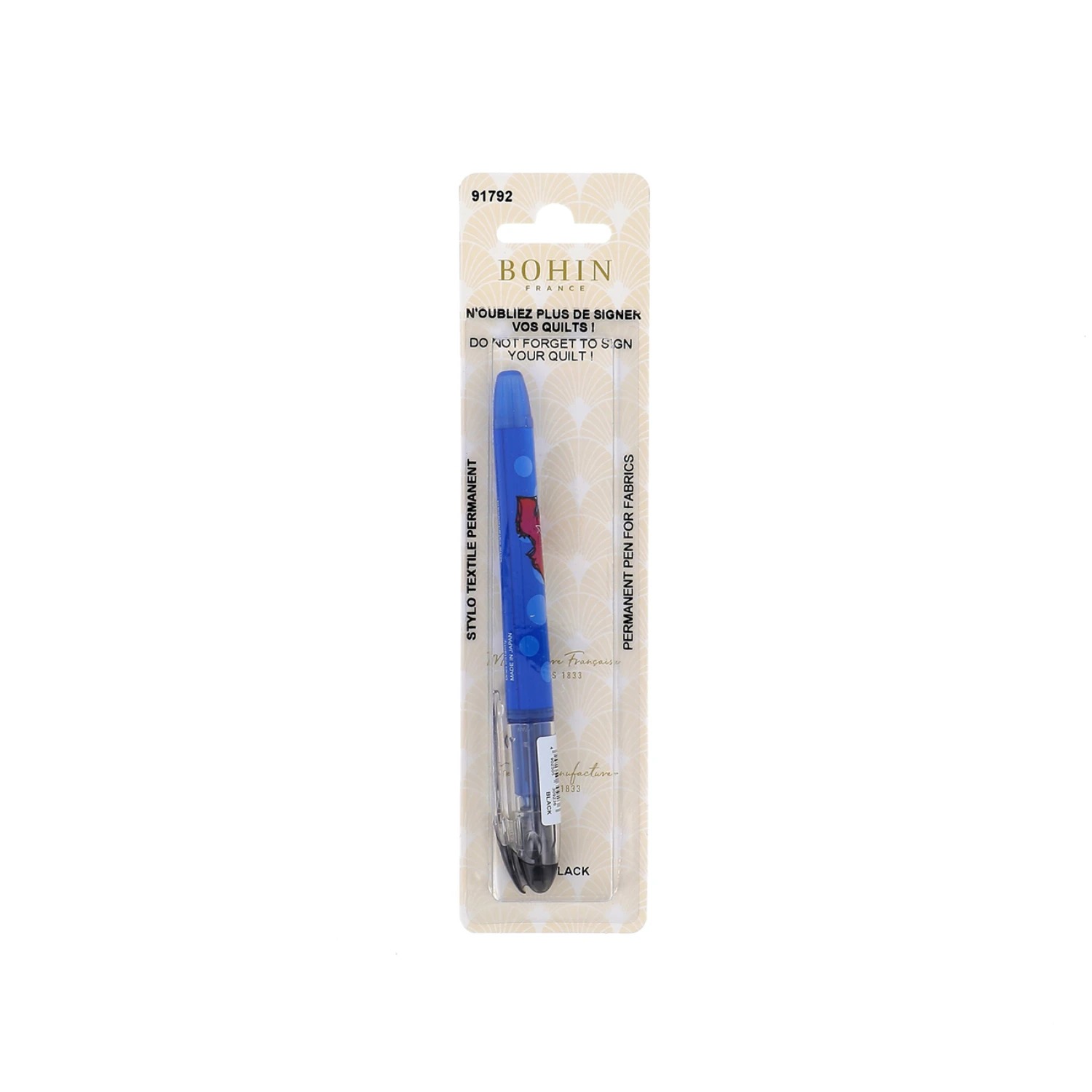 Permanent Textile Fabric Pen - Black, zoomed in. Select this picture to zoom back out.
