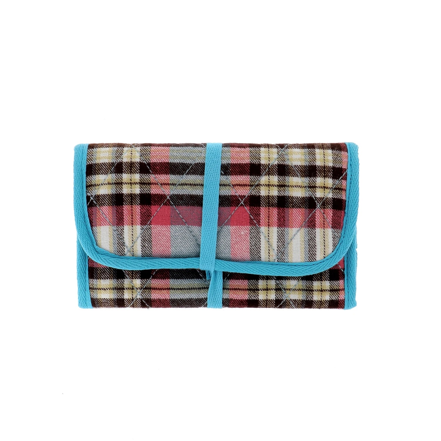 Sewing Storage Bag - Blue and Pink Tartan, zoomed in. Select this picture to zoom back out.