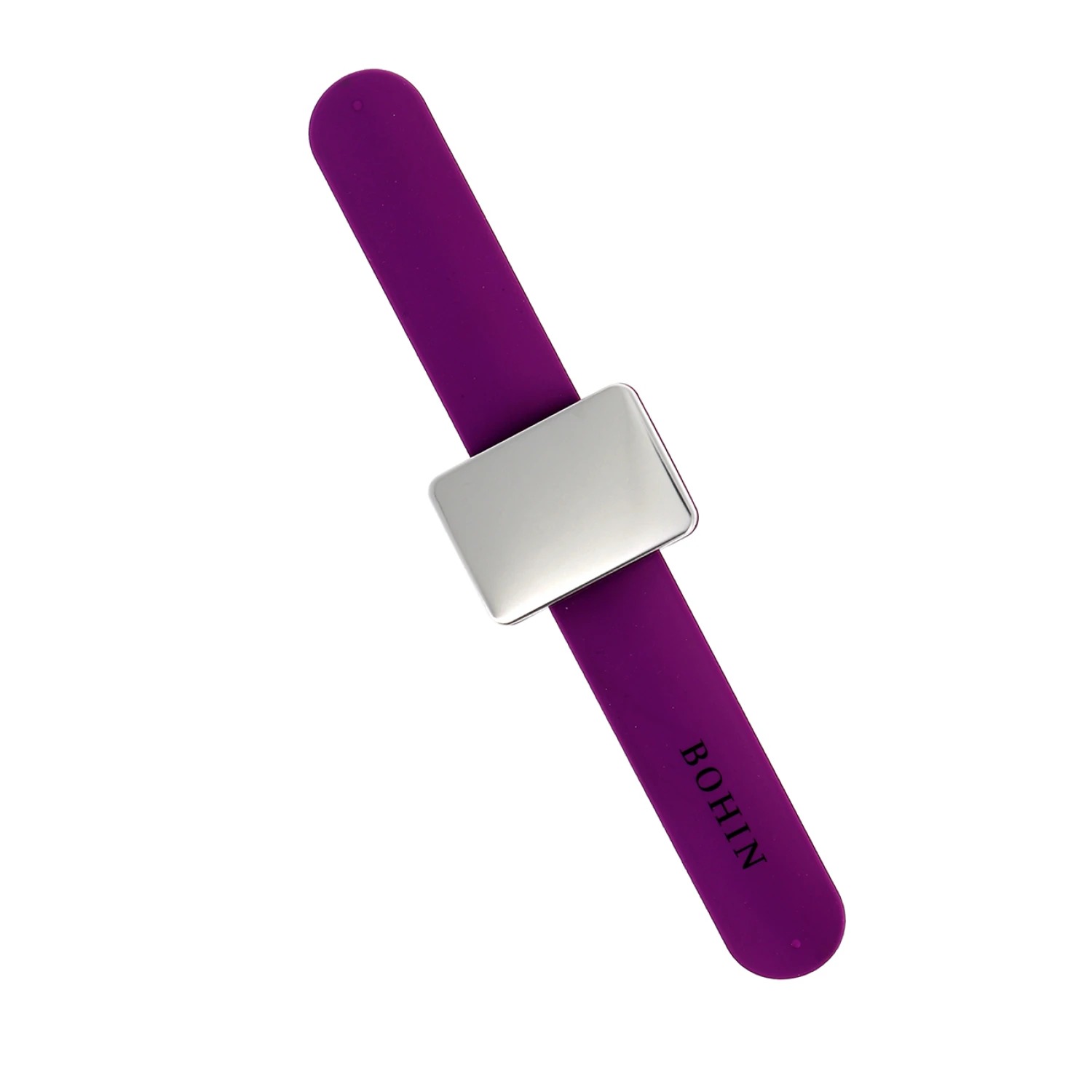 Magnetic PIncushion Bracelet - Purple, different perspective #1, zoomed in. Select this picture to zoom back out.