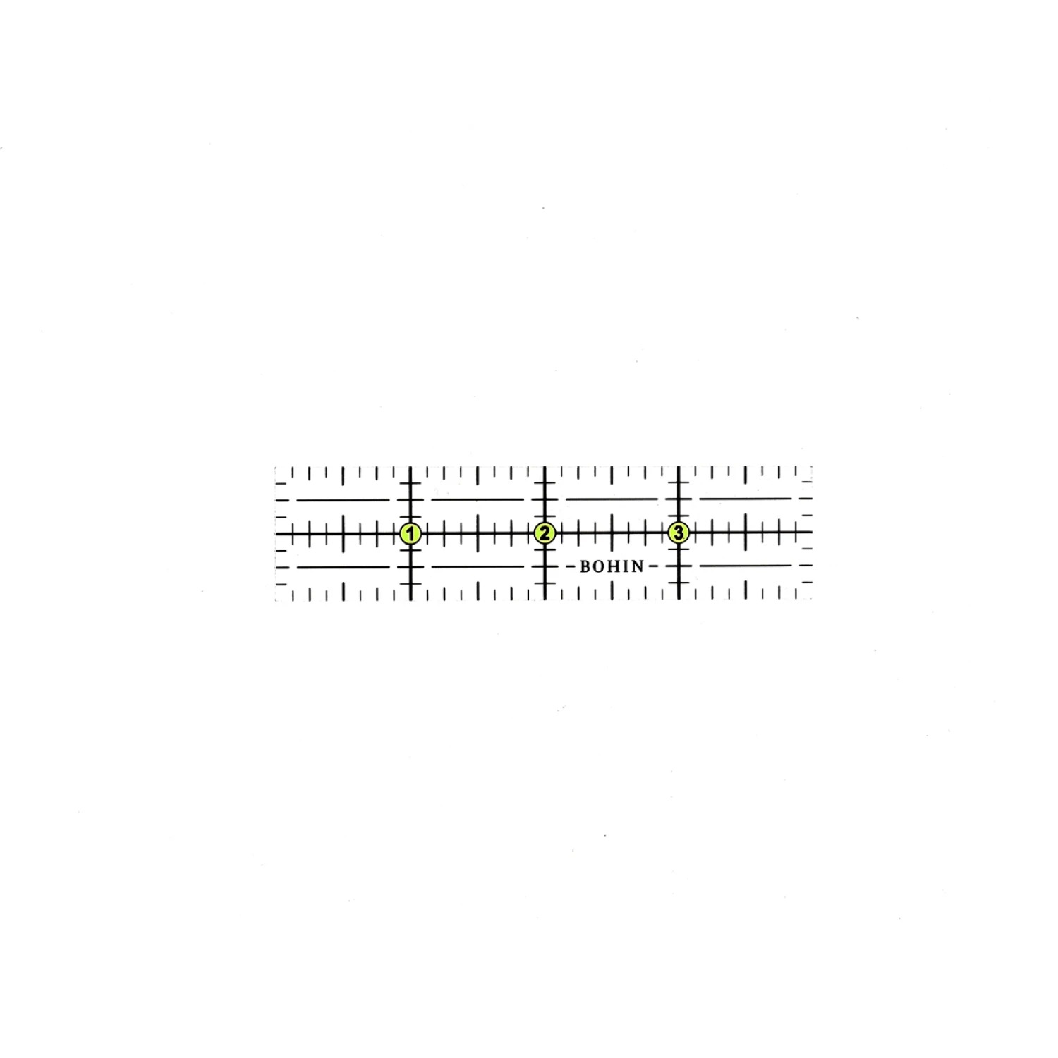 Bohin Mini Quilting Ruler 4" x 1", different perspective #1, zoomed in. Select this picture to zoom back out.