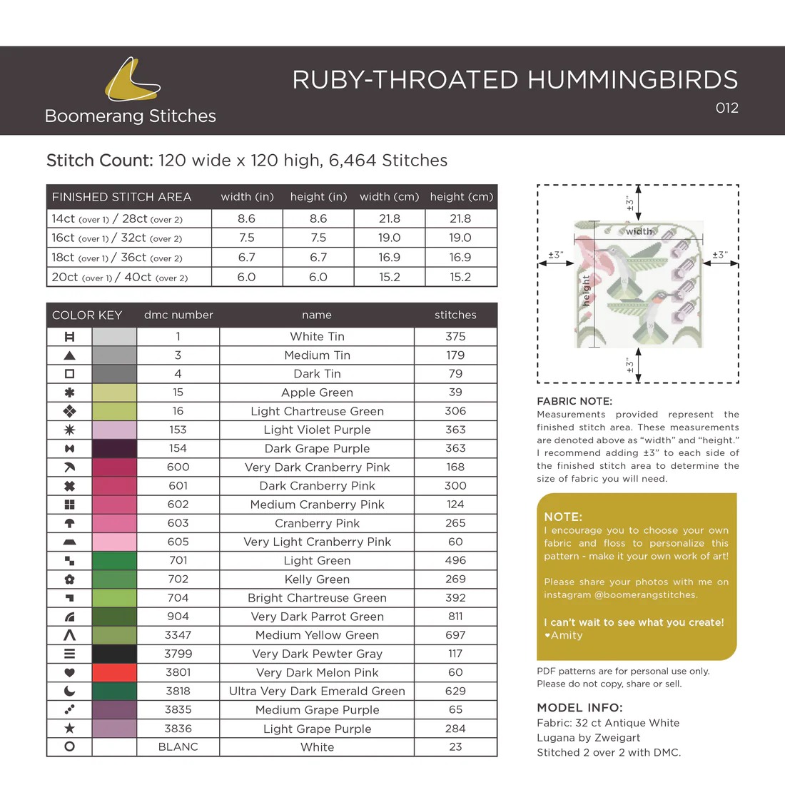Ruby-Throated Hummingbirds - Cross Stitch Pattern