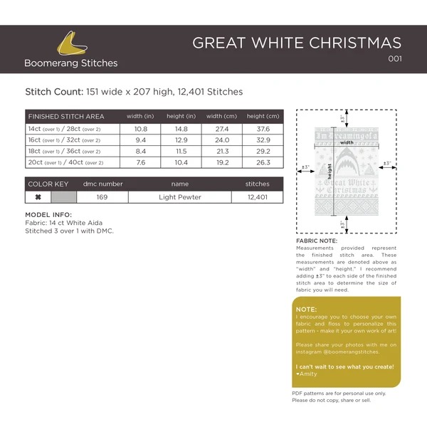 Great White Christmas - Cross Stitch Pattern, different perspective #1, zoomed in. Select this picture to zoom back out.