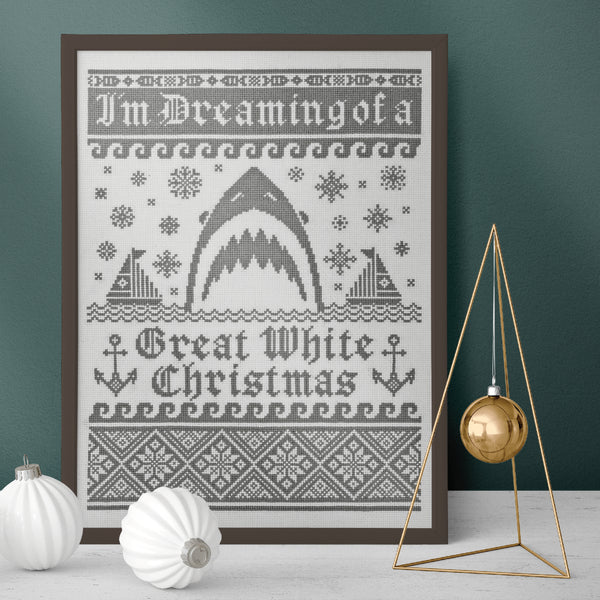 Great White Christmas - Cross Stitch Pattern, zoomed in. Select this picture to zoom back out.