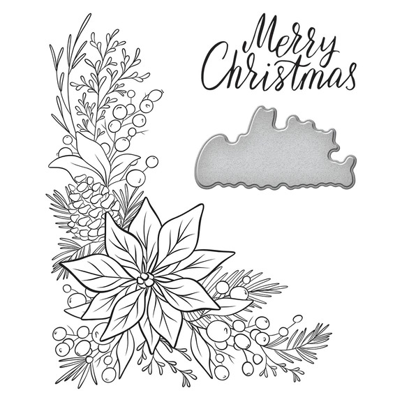 Poinsettia Corner - Press Plate & Die Set 