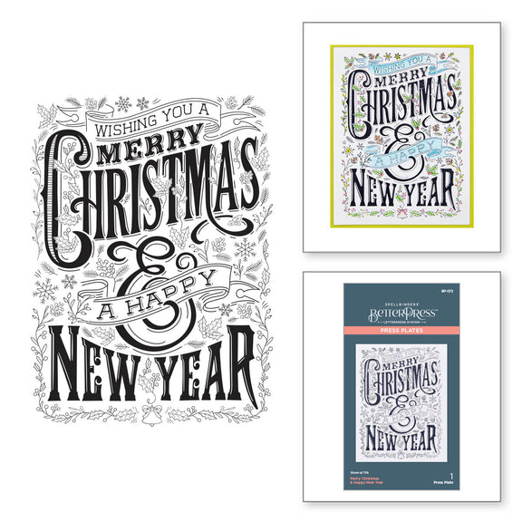 Merry Christmas & Happy New Year - Press Plate Die