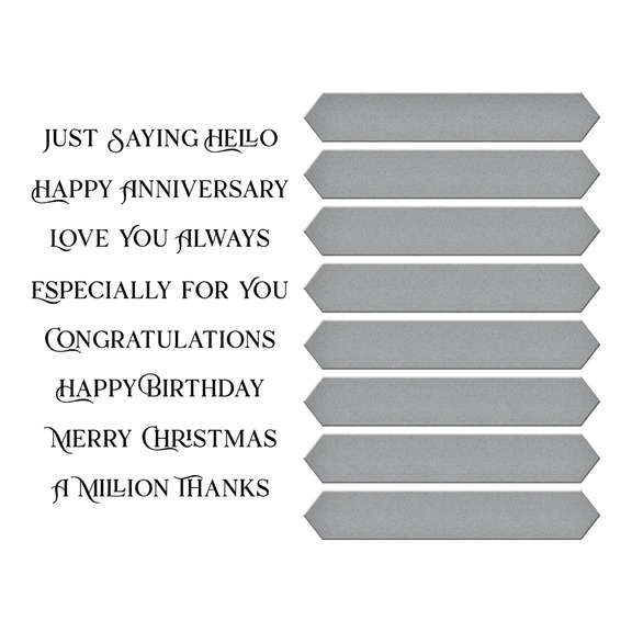 Fancy Sentiment Strips -  Press Plate & Die Set